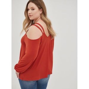 NWT Torrid 3 Cold Shoulder Cutout Top; Women's Plus Size 3x 22 24 Orange Blouse
